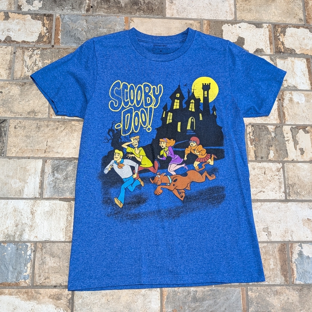 Scooby-Doo! Mystery Inc. Haunted Mansion Graphic T-Shirt Blue Heather Small